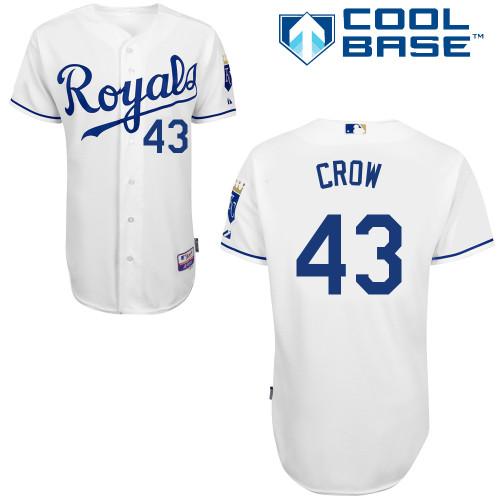 Aaron Crow #43 MLB Jersey-Kansas City Royals Men's Authentic Home White Cool Base Baseball Jersey